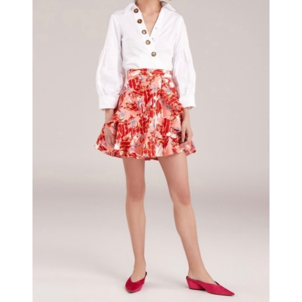 C/MEO Collective Ruffle Front Tiered Print Skirt AU Size M/ US 6